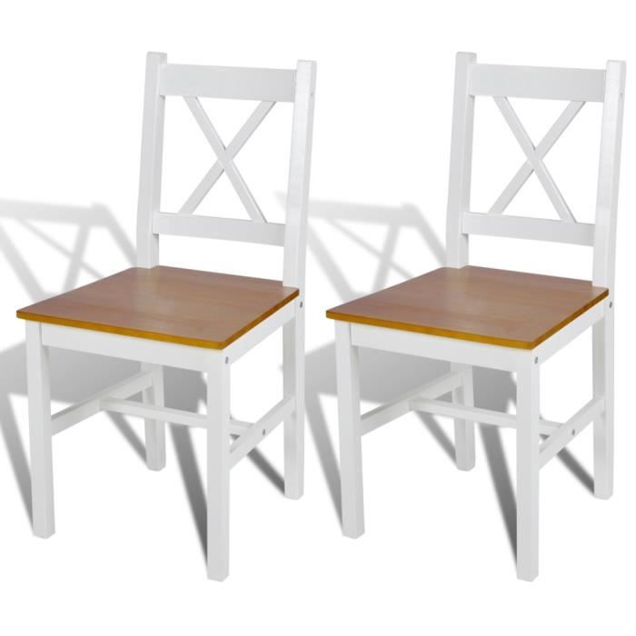 Salon Salle A Manger Bois Et Blanc 2pcs Chaise Salle A Manger Confort En Bois Blanc Naturel Durable Faciles A Nettoyer Haute Qualite Pour Salon Achat Vente Chaise Cdiscount