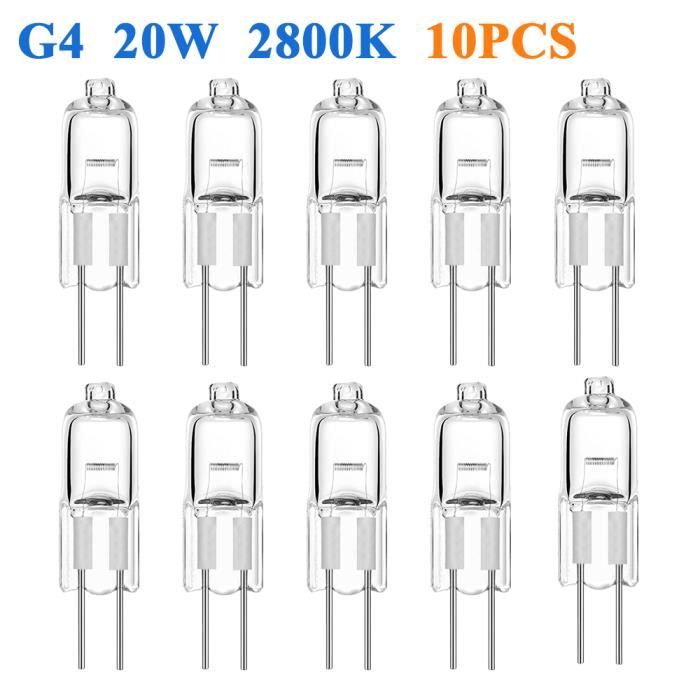 10Pcs Ampoules Halogènes G4,Lampe de Base à Broche Halogène 12V 20W