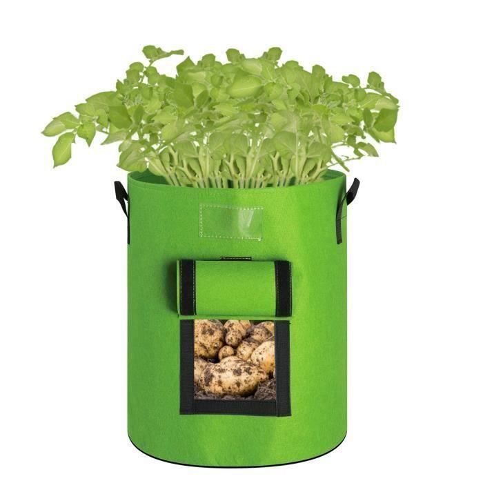 Noir-Sacs De Plantes Non Tissés, Sac De Jardinage Pour Légumes Et Pommes De Terre, Solide