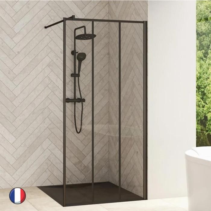 KINEDO Paroi de douche verre profilés noirs Smart Design Solo Factory