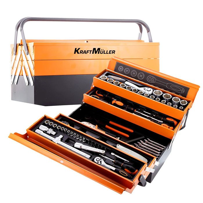 Caisse à outil Kraft Müller KM-85PCS Orange en métal ultra
