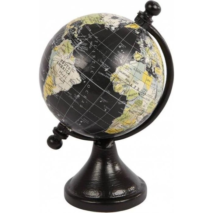 mignonne petite mappemonde globe terrestre decoratif rotatif planisphere sur pied carte ronde 8x8x14 5cm 14 5 noir cdiscount maison