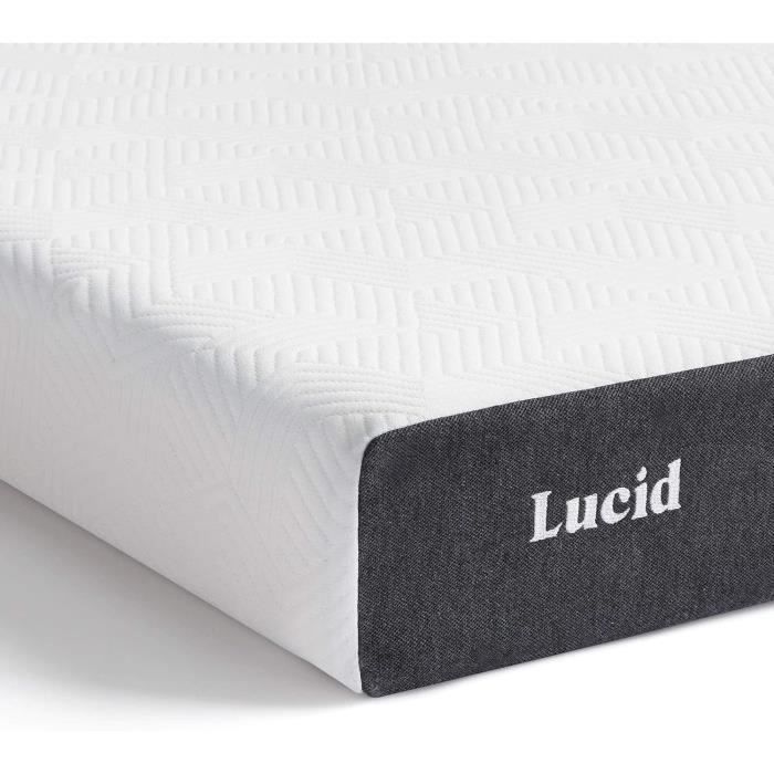 Matelas - LUCID - Mémoire de forme - Gel rafraîchissant 2 5 cm - Charbon de bambou - Blanc