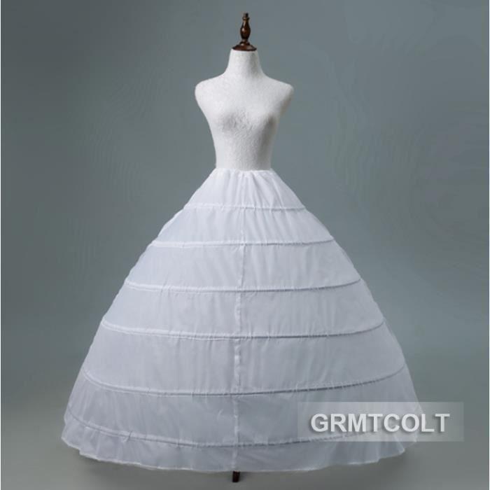 Jupe De Cerceau 6 Cerceaux Pour Robe De Mariée - Crinoline Longueur Sol Blanche