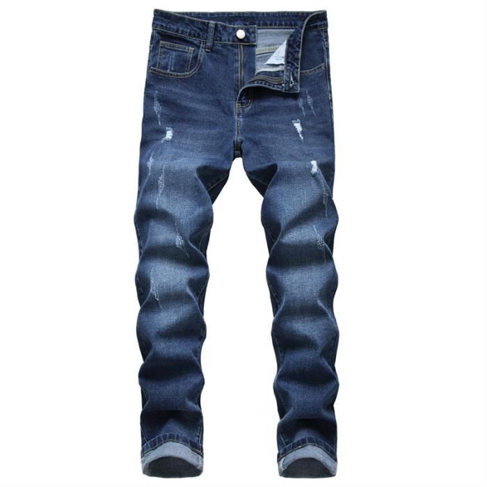 Jeans Slim Hommes Pantalons en Denim Stretch decontractes Jeans Dechire Slim Jean Biker Fashion Troue Pantalon pour Homme Bleu fonce Cdiscount Pret a Porter