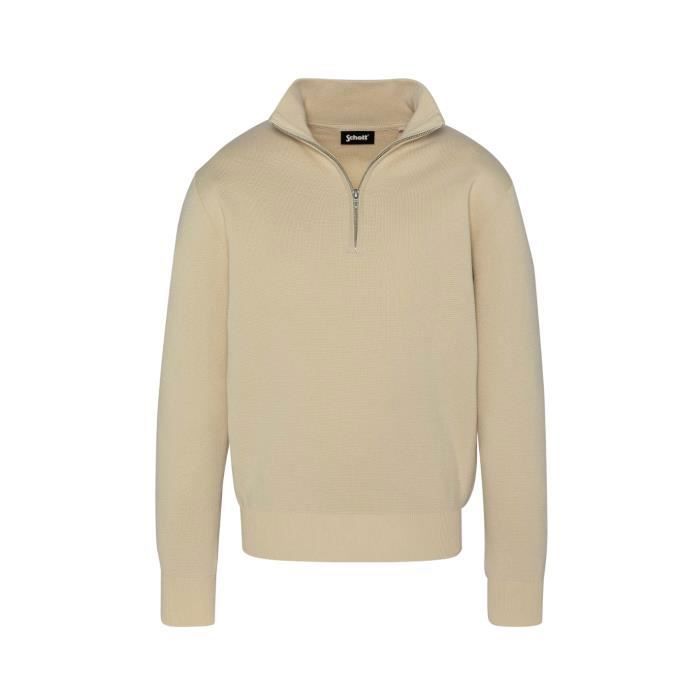 Pull a col zippe homme Schott Ref 58378 Off White