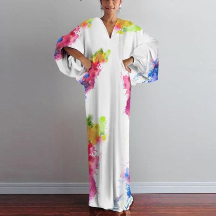 Robe Longue Ample Manches Chauve Souris Grande Taille Pour Femme