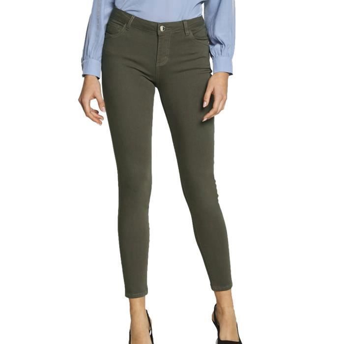 Pantalon skinny kaki femme deals