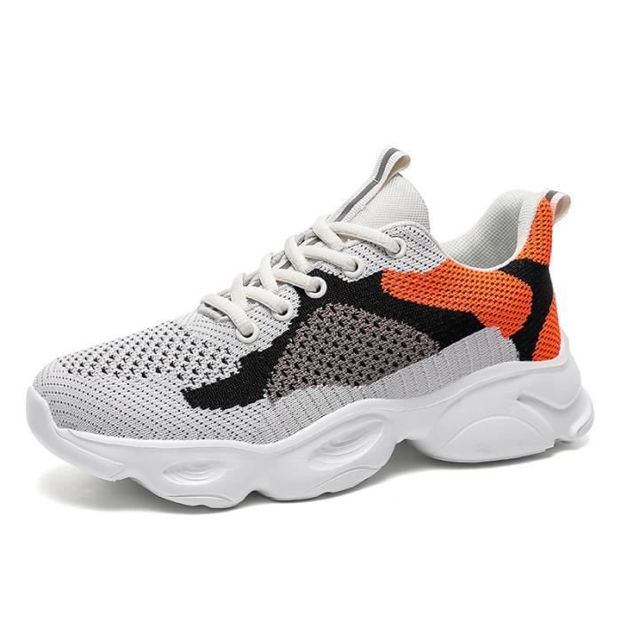 Baskets - AIEVIS - L?�ger A?�ration Anti-d?�rapant - Mixte - Orange Orange - Cdiscount Chaussures