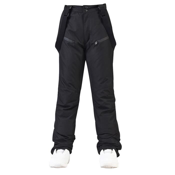 Pantalon de Ski HommeFemme Avec Bretelle Amovible Imperméable Chaud Taille Elastique Couleur