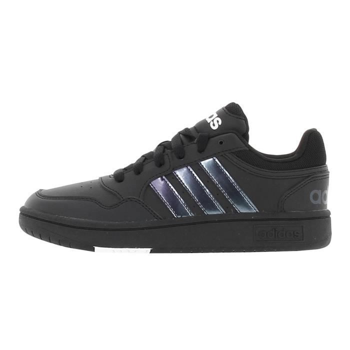 Adidas Chaussures basses cuir ou simili Hoops 3.0 k - Adidas - Garçon - Noir - Enfant - Lacets - Plat - Synthétique