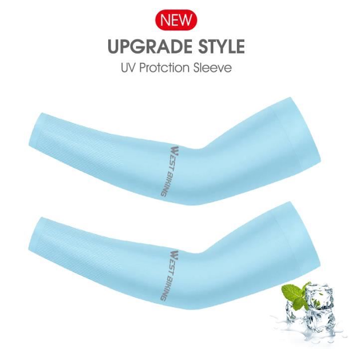 Manchon De Compression Pour Hommes, Femmes, Jeunes - Protection Solaire UV - Tissu Aqua - 1 Paire - Blanc - L