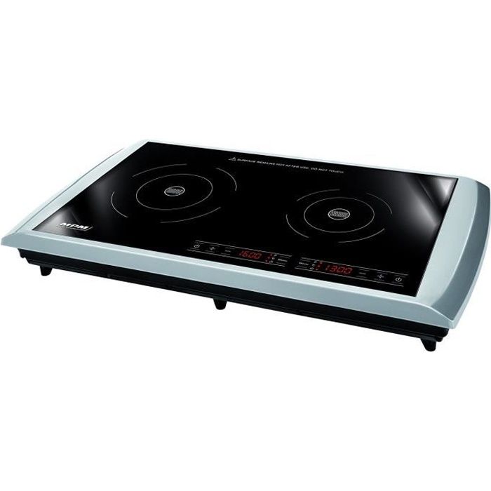 Plaque de cuisson à induction vitrocéramique, 2 plaques réglables