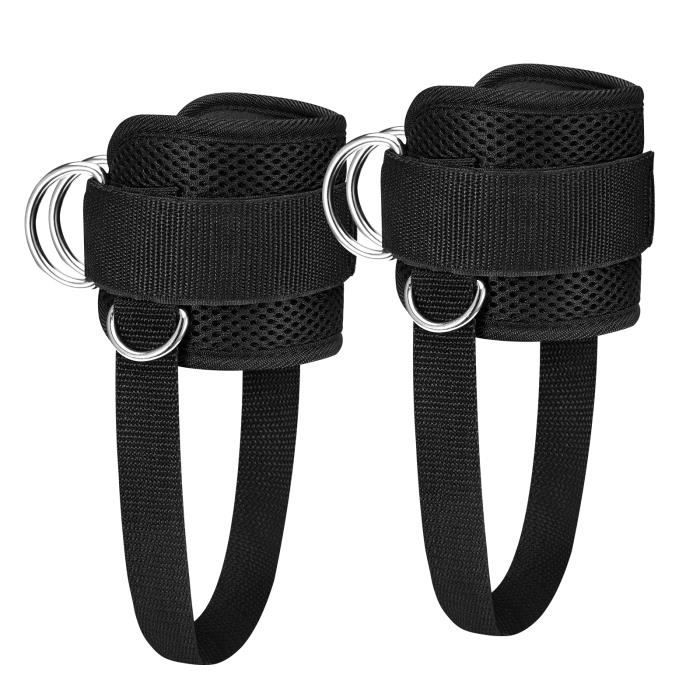 2 Sangles Cheville Musculation Poulie - Rembourrées Avec Anneaux En D - Fitness