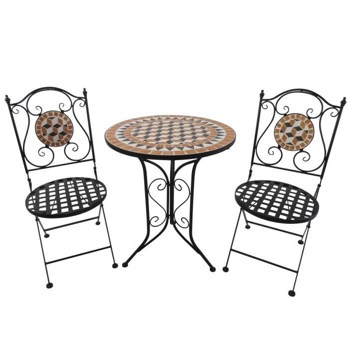 Salon De Jardin 2 Pers 3 Pieces Ensemble Bistrot Style Fer Forge