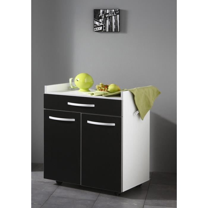 desserte de cuisine coloris blanc et noir avec 2 portes et 1 tiroir h 81 x l 60 x p 44 cm achat vente desserte billot desserte de cuisine h81xl6 cdiscount
