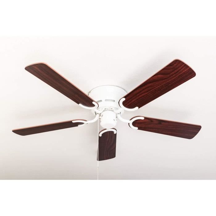 Ventilateur de plafond - PEPEO - Kisa Deluxe - Extra plat 19 cm - Ø105 cm - Pales bois réversibles - Pepeo