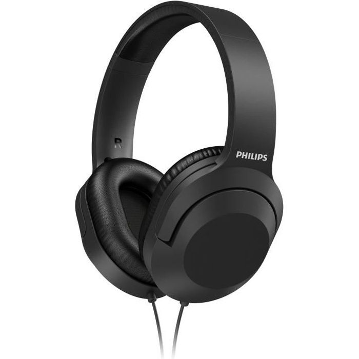 PHILIPS TAH2005BK - Casque Stéréo - Arceau léger - Haut-parleurs 40mm - Coussinets de coque doux - Noir