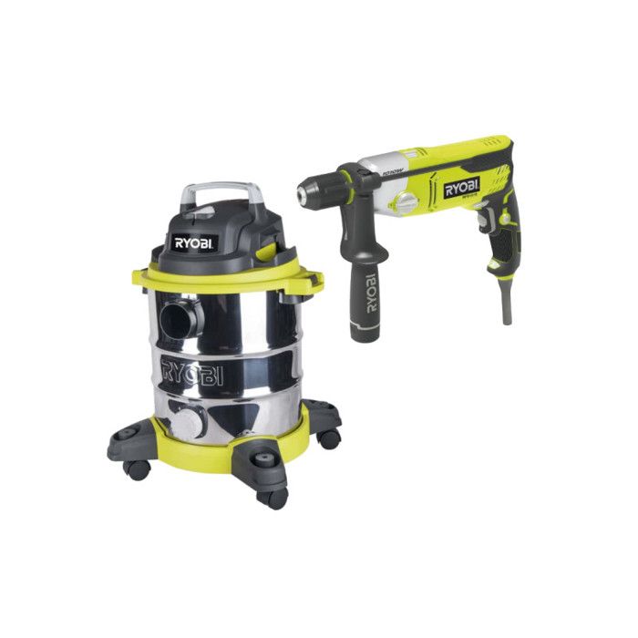 Pack RYOBI Aspirateur eau et poussière RVC G Perforateur Burineur SDSPLUS RSDS1050 K