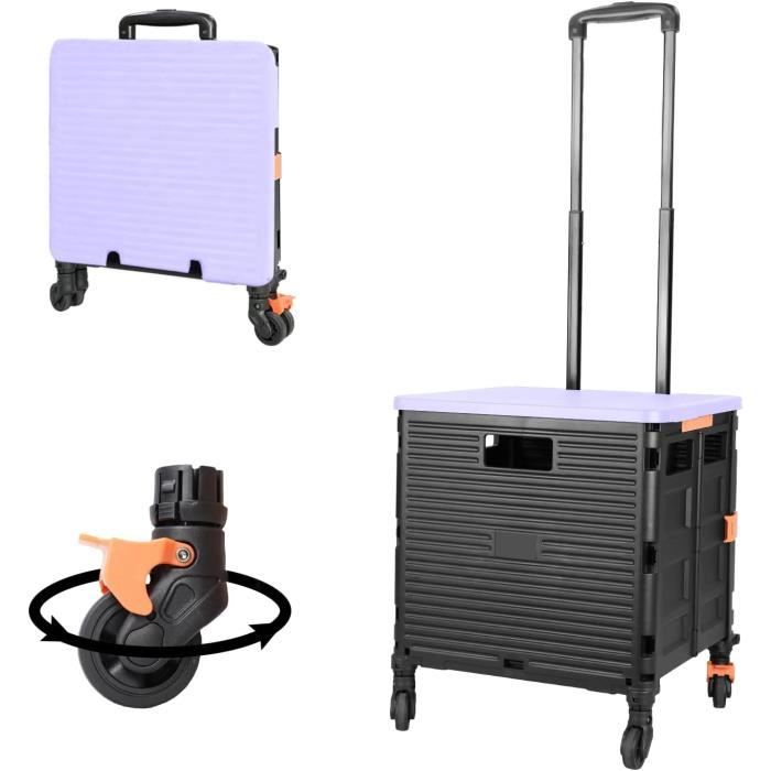 CHARIOT DE COURSES Pliable Sur 4 Roues, Chariot De Rangement Avec