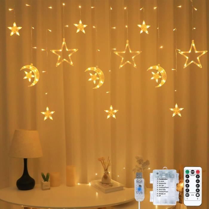 Guirlande Lumineuse étoiles - 20 LED, 3 M, étanche IP43 - Alimentation USB/batterie - Décoration Fête, Chambre, Noël - 8