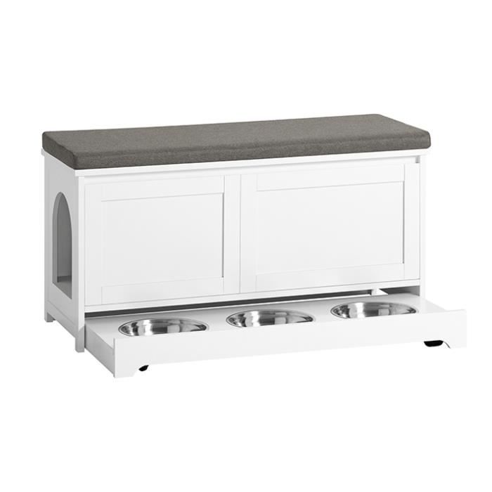 SoBuy FSR136-W Meuble à Chaussures avec 2 Portes et 3 Bols Intégrés 90x36x44 Blanc