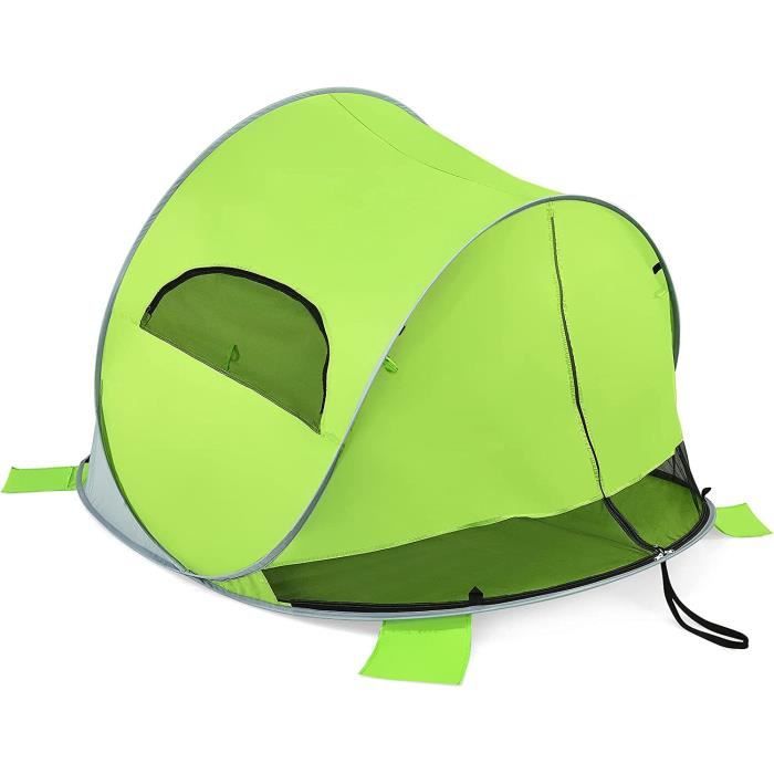 Tente De Plage Pop-Up Portable Extra Légère Pour 1-2 Personnes - Verte Avec Sac Et Piquets