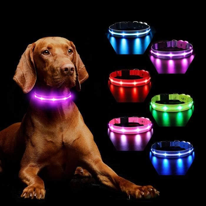 Meilleurs prix pour MASBRILL Collier Lneux Chien, Collier Chien LED Rechargeable avec 7 RGB Couleurs 8 Modes D'éclairage, Réglable et Etanche Cligno297