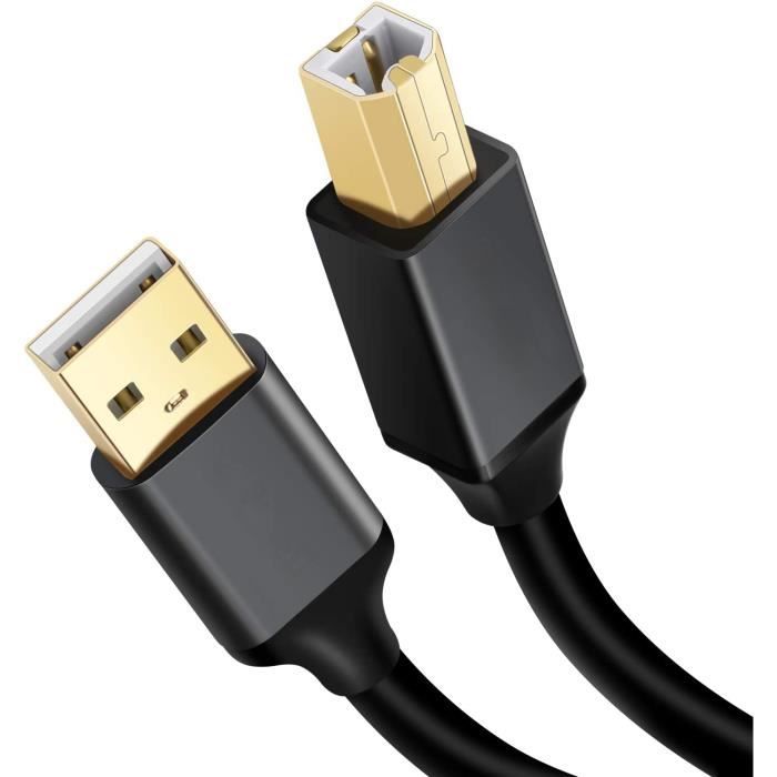 Câble d’imprimante USB 2 Mètres 2.0 A Mâle vers USB B Mâle -Canon Pixma TS315 MG5750,HP,Dell,Lexmark,Epson,Xerox,Pixma,Hero,Samsung