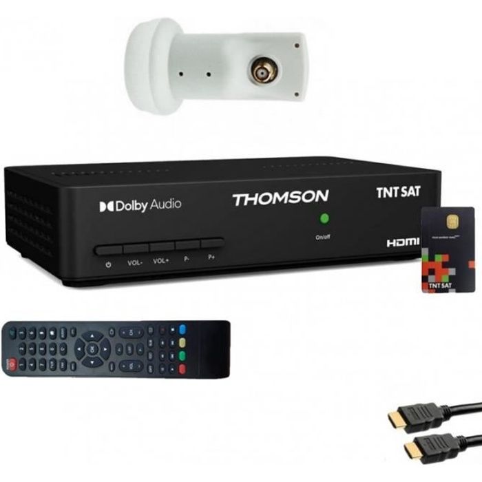 Pack THOMSON Récepteur TV Satellite Full HD + Carte d'accès TNTSAT + LNB Single HDSAT 4 Noir