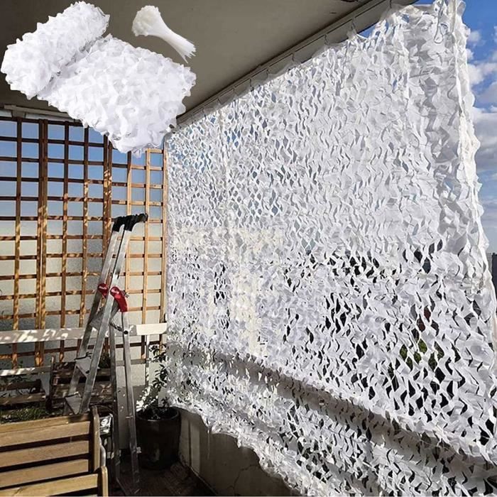 Filet Camouflage Blanc - Voile D'Ombrage Militaire - 2.5x2.5m - Pour Chasse, Jardin, Photo