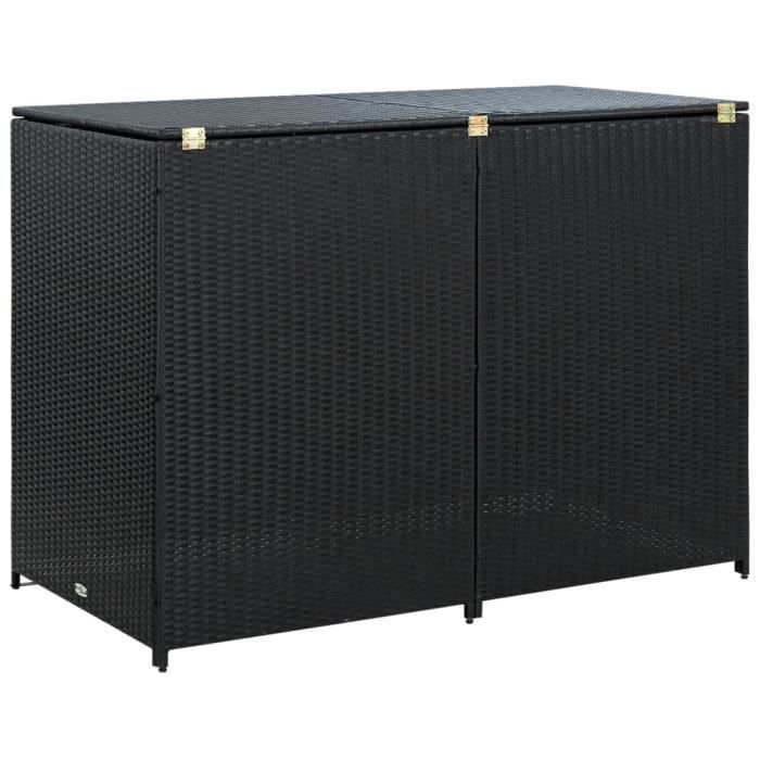 Vidaxl Abris pour poubelle double Résine tressée Noir 148x80x111 cm - vue 2