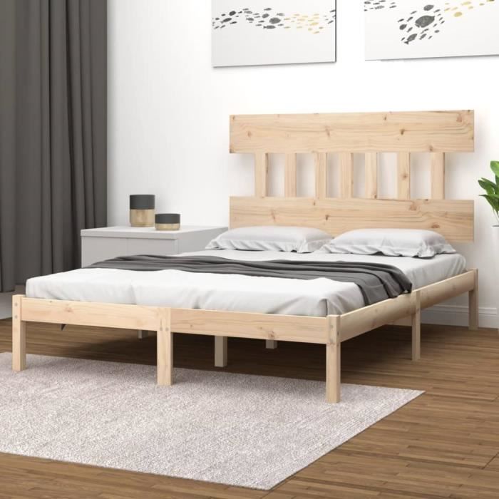 vidaXL Cadre de lit Bois massif 160x200 cm 3104748
