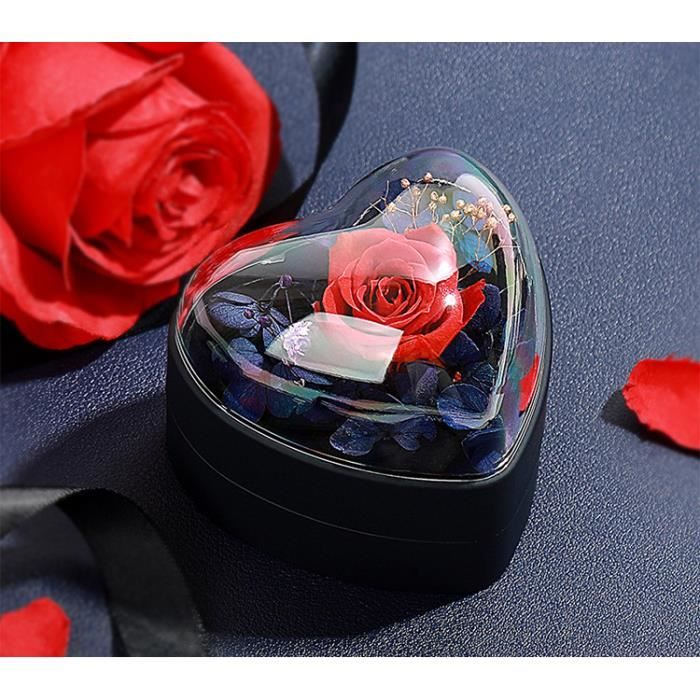 Saint Valentin Fleur Préservée Boîte Cadeau Boîte À Collier Boîte D'emballage De Bijoux Boîte À Bijoux Rose
