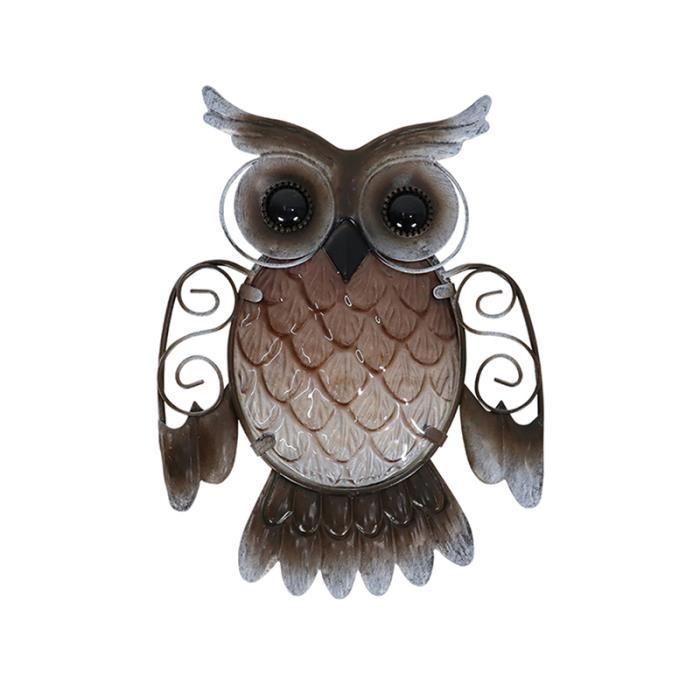 Décor Murial Hibou Métal YiYa - 37x22.5cm | Noir Et Or | Pour Intérieur/Extérieur | Branche Avec 2 Hiboux