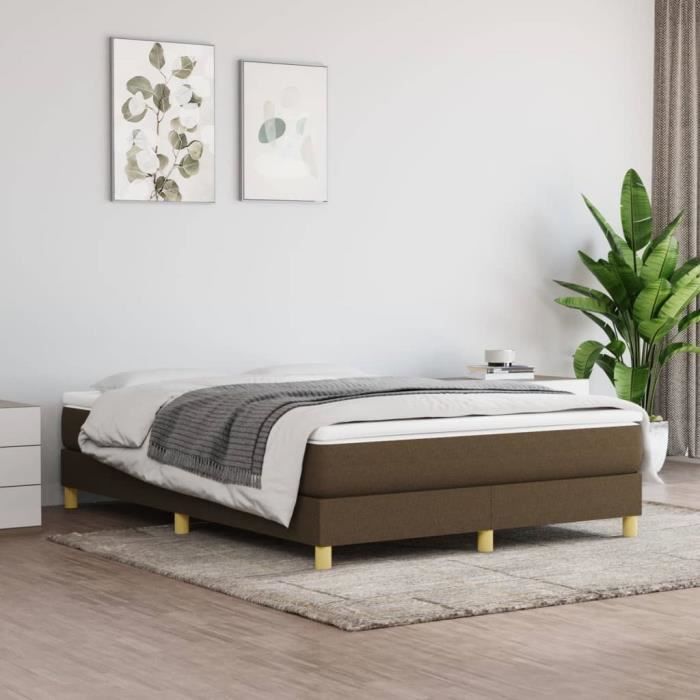 Sommier - ZERODIS - 140x190 cm - Tissu 100% polyester - Marron foncé - 2 places