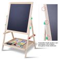 VGEBY® Tableau enfant - Chevalet d'art 2 en 1 -Tableau noir et tableau blanc magnétique, planche à dessin en bois pour enfants -CYA-1
