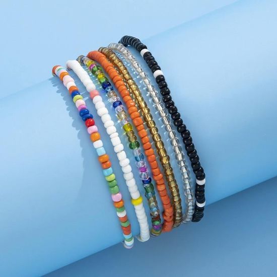 Mini Perles De Riz Multicolores Bracelet De Cheville Perlé - Temu Canada