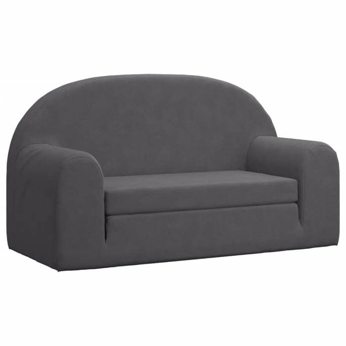 Canapé-Lit Enfant Anthracite Peluche - Convertible 52x98cm Pour Chambre D'Enfant