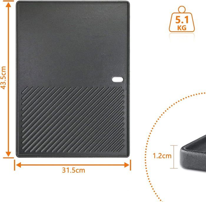 Plaque De Cuisson Barbecue Fonte - Pour Landmann Triton 3/4 Brûleurs - 43.5x32 Cm