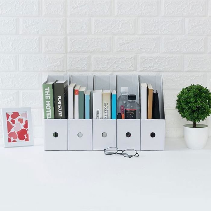 Organisateur De Bureau En Acrylique Transparent 4 Compartiments - Porte-Fichiers Vertical