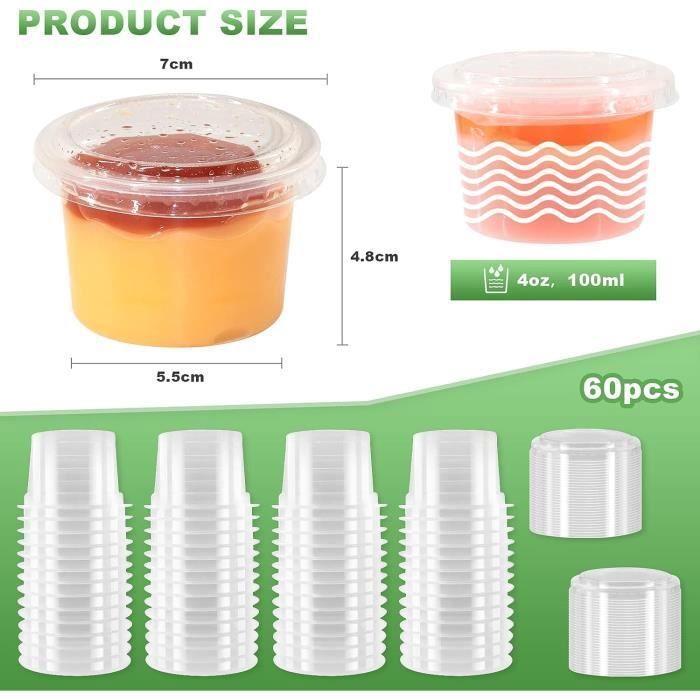 Jogoico Pot à Sauce En Plastique Avec Couvercle 20Pcs, 165ml/6oz Contenants, Boîte à Sauce