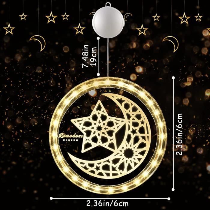 Lumières De Fenêtre Décoratives Fête De Ramadan, 3D Lampes Décoratif De  Lune Et D'Étoiles Lampes Fête De Ramadan Lumière Déc[u2884]