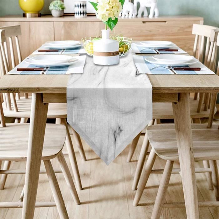 Chemin de Table en marbre Blanc Texture Boho Chemin de Table Petit Chemin  de Table,décoration de Table à Manger sur384 - Cdiscount Maison
