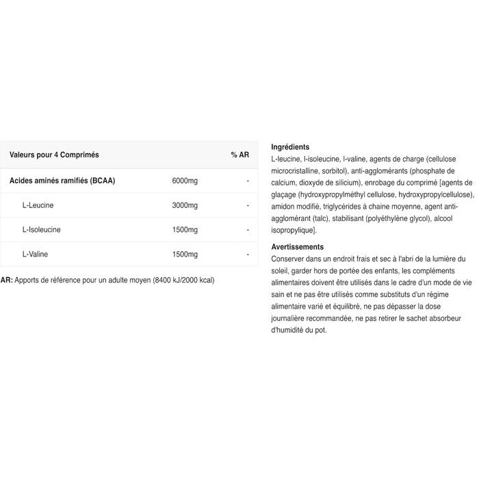 Complément Alimentaire BCAA + B6 Biotech USA - 100 Comprimés, Pour Développement Et Récupération Musculaire - Neuf