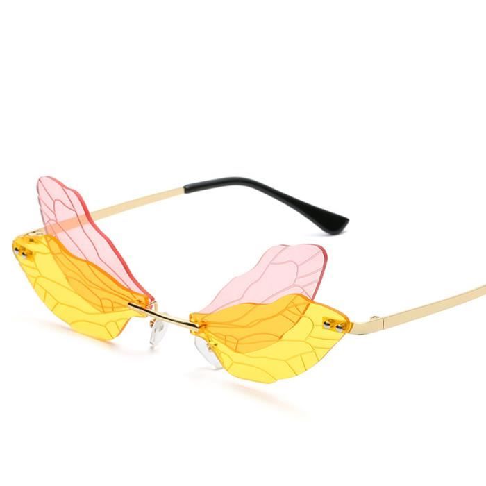 Lunettes de soleil femmes marque libellule luxe marque pas cher style jaune fete Halloween originales bricolage drole accessoires Achat Vente lunettes de soleil Femme Adulte Black Friday Cdiscount