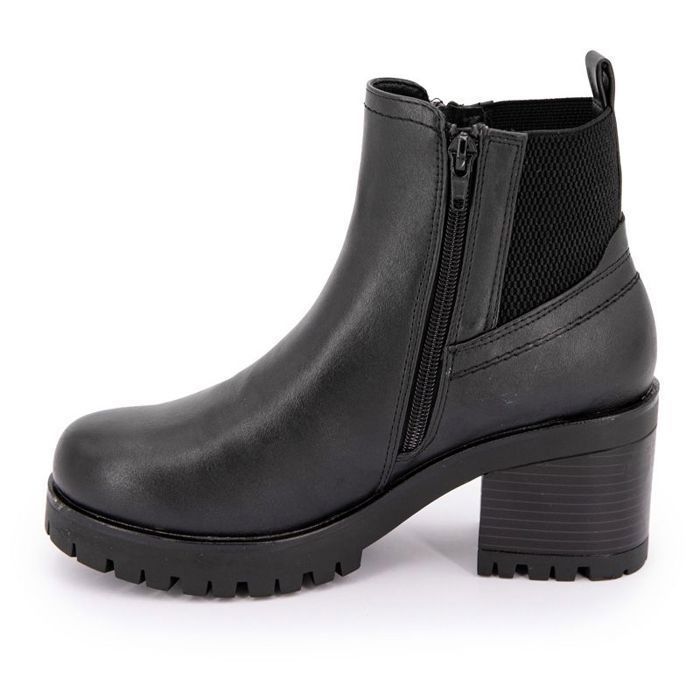 Bottines noires a talon crantees zip sur le cote elastiquees en arriere Femme DOCKERS BY GERLI Noir Cdiscount Chaussures