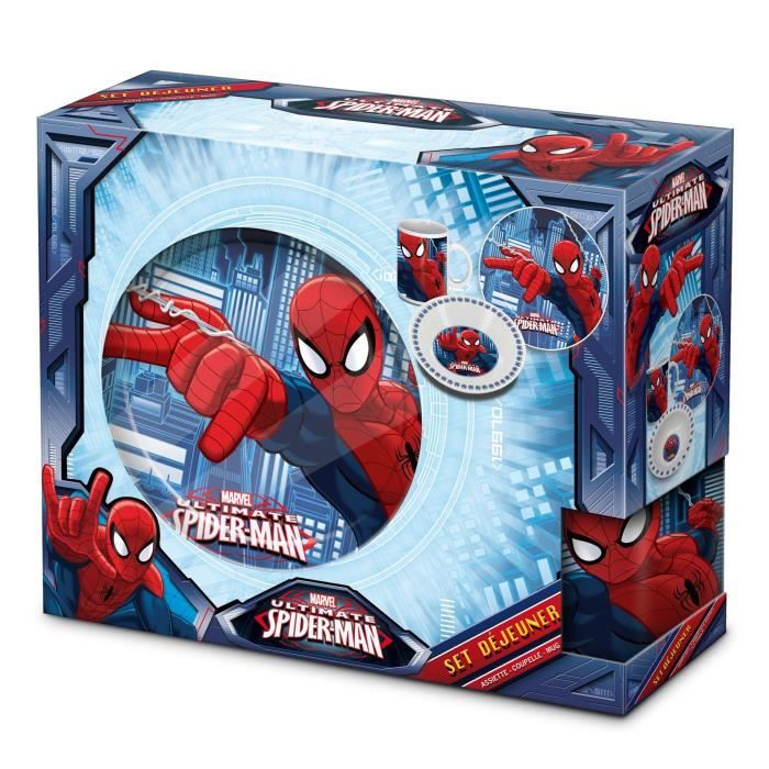 Coffret petit-déjeuner Spiderman dans un coffret cadeau - 3 pièces -  Services de table