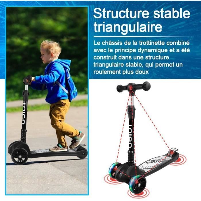 Trottinette Enfant 3 Roues Hurtle Pliable Avec Roues LED - Hauteur Réglable