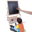 VGEBY® Tableau enfant - Chevalet d'art 2 en 1 -Tableau noir et tableau blanc magnétique, planche à dessin en bois pour enfants -CYA-2